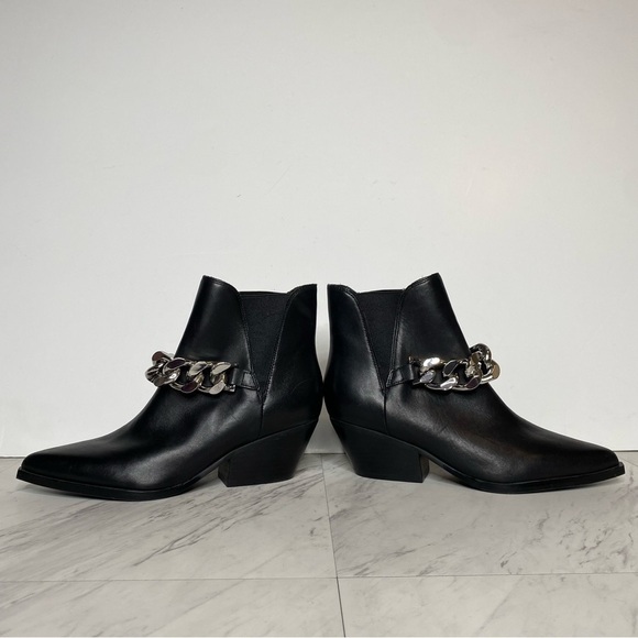 Marc Fisher Henly Black Leather Chain Bootie 7M - Picture 8 of 16